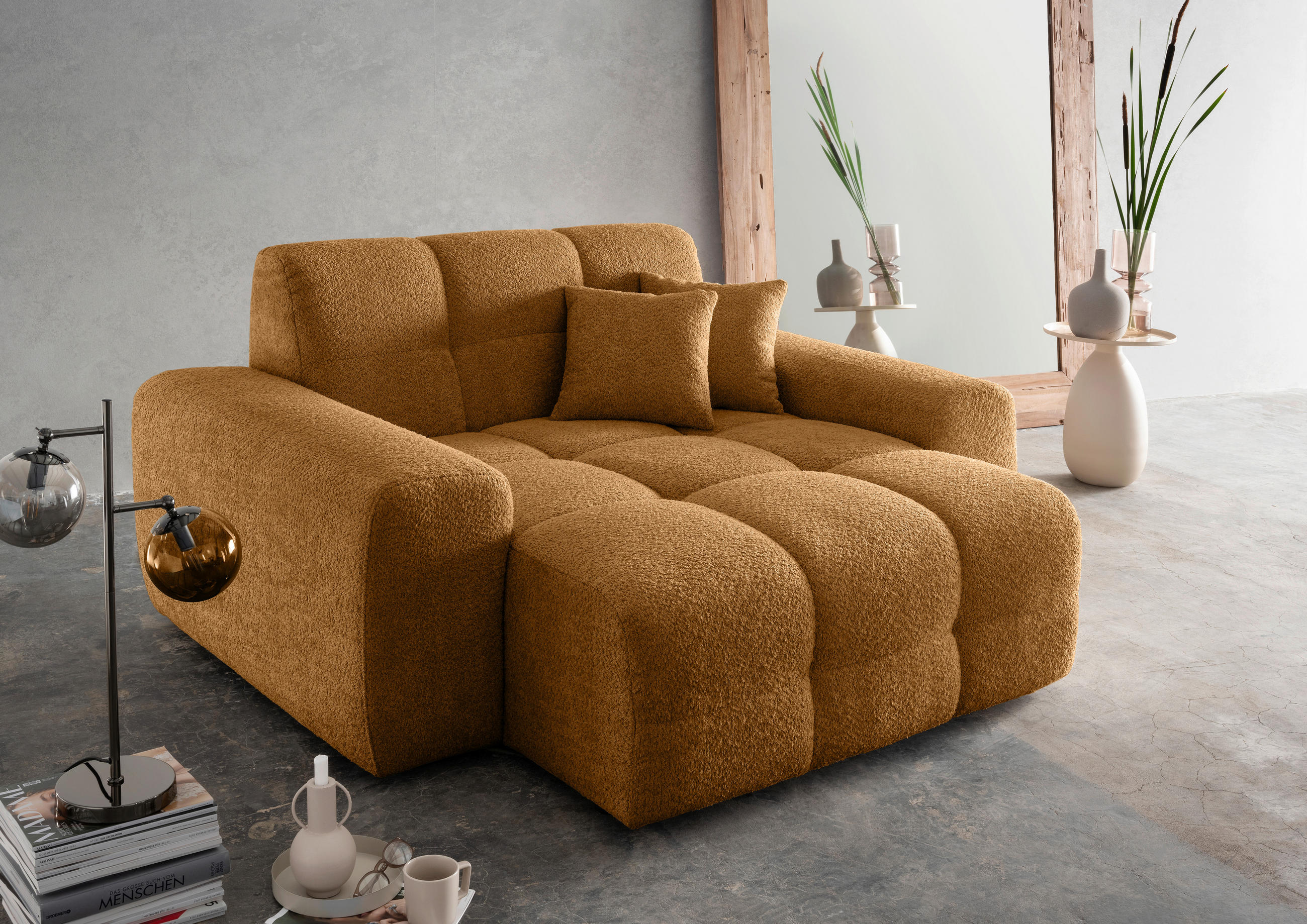 XXL-SESSEL - Goldfarben/Schwarz, MODERN, Kunststoff/Textil (181/87/155cm) - Livetastic