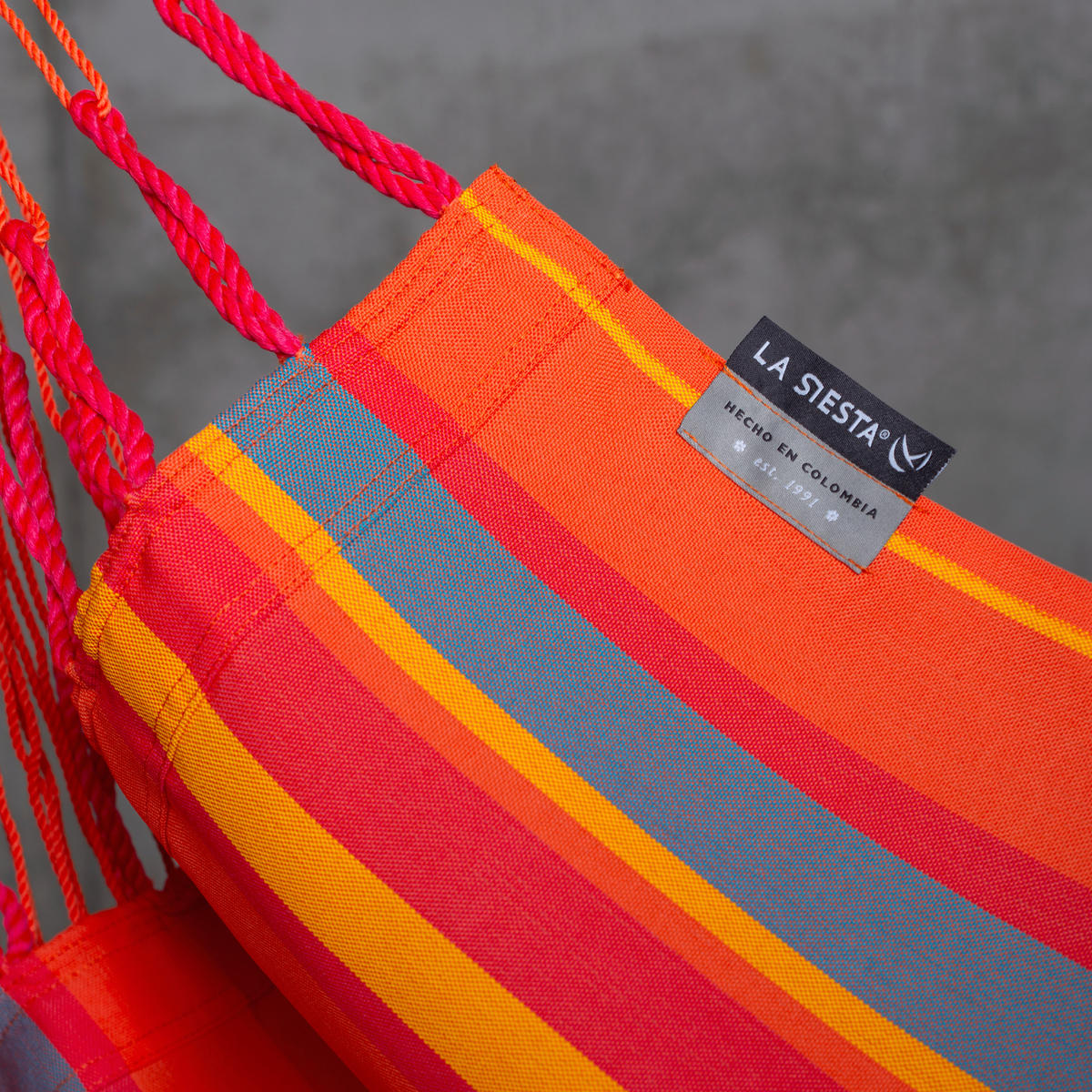 HOJDACIA SIEŤ  - farba eukalyptového dreva/oranžová, Konventionell, drevo/textil (100/152/92cm) - La Siesta