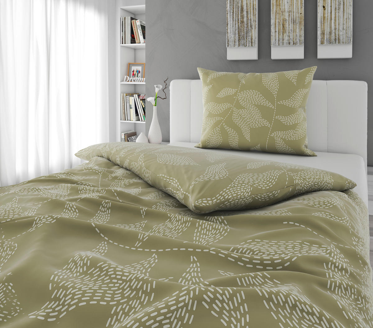 BETTWÄSCHE 2-teilig Mavie Satin 140/200 cm  - Grün, Basics, Textil (140/200cm) - Novel