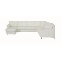 WOHNLANDSCHAFT in Echtleder Weiss  - Weiss/Alufarben, Konventionell, Leder/Metall (165/329/239cm) - Beldomo Premium