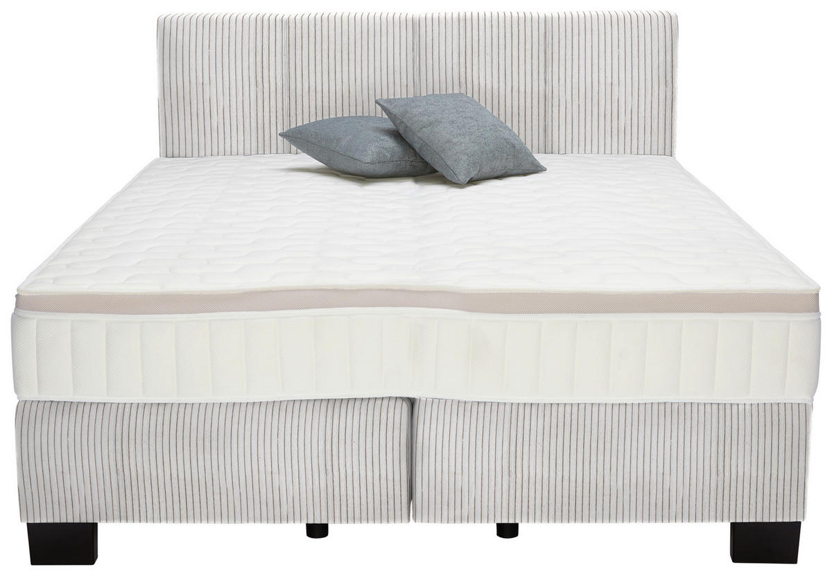 BOXSPRINGBETT 160/200 cm  in Hellgrau  - Hellgrau/Schwarz, Design, Kunststoff/Textil (160/200cm) - Hom`in