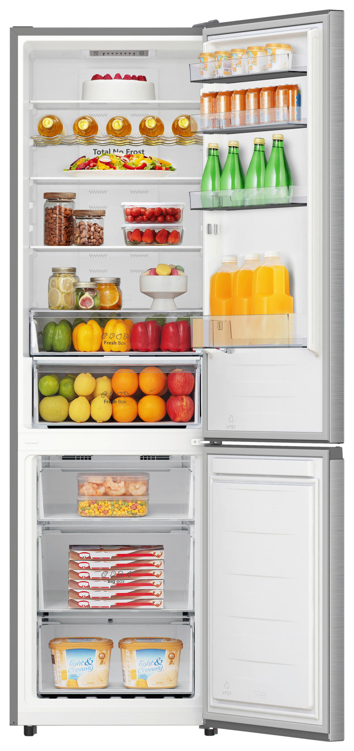 KÜHL-GEFRIER-KOMBINATION RB440N4ACA  - Edelstahlfarben, Basics, Glas/Kunststoff (59,5/201,7/57,9cm) - Hisense