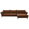 ECKSOFA in Echtleder Cognac  - Cognac/Schwarz, Design, Leder/Metall (334/172cm) - Hukla