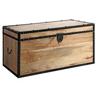 TRUHE Holz, Metall Mangoholz Hartholz  - Schwarz/Naturfarben, Natur, Holz/Metall (80/40/40cm) - Landscape