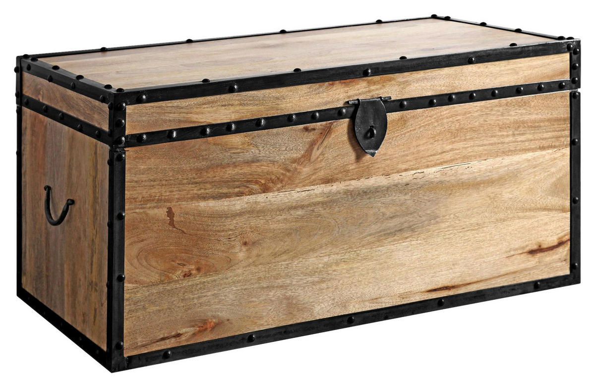 TRUHE Holz, Metall Mangoholz Hartholz  - Schwarz/Naturfarben, Natur, Holz/Metall (80/40/40cm) - Landscape