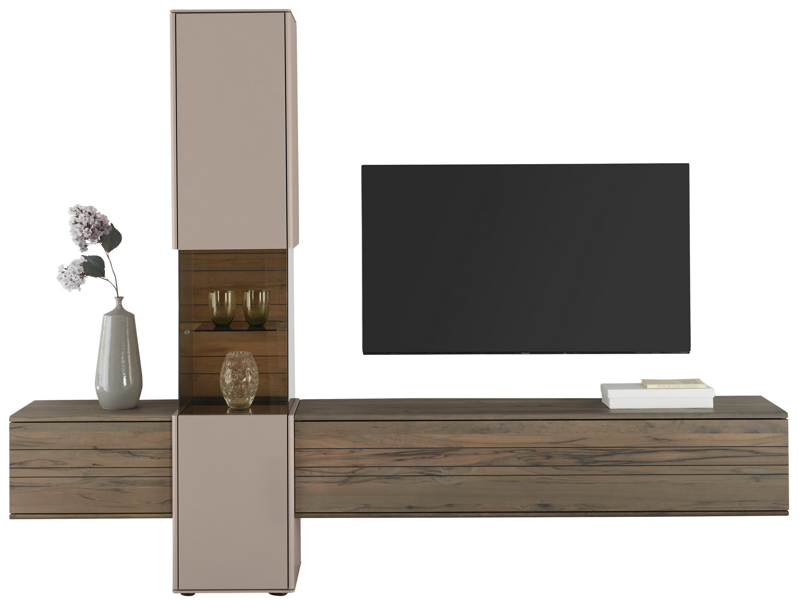WOHNWAND  in Buchefarben, Sandfarben 293/206/43 cm  - Sandfarben/Buchefarben, Design, Glas/Holz (293/206/43cm) - Johann Jakob