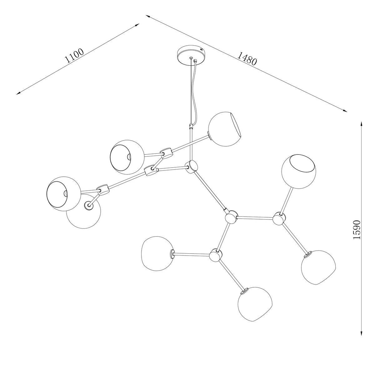 HÄNGELEUCHTE 148/110/159 cm   - Chromfarben, Trend, Metall (148/110/159cm) - Novel