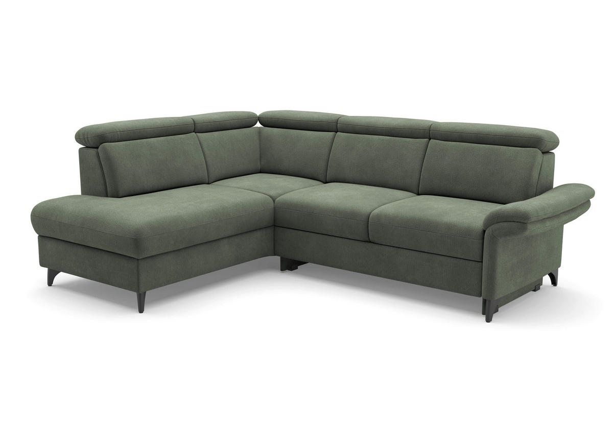 ECKSOFA Flachgewebe Dunkelgrün  - Dunkelgrün/Schwarz, Konventionell, Textil/Metall (193/247cm) - Sit & More