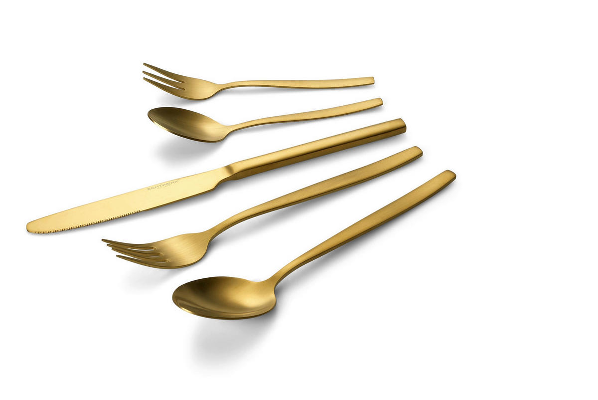BESTECKSET 30-teilig Edelstahl  - Goldfarben, Trend, Metall - Echtwerk