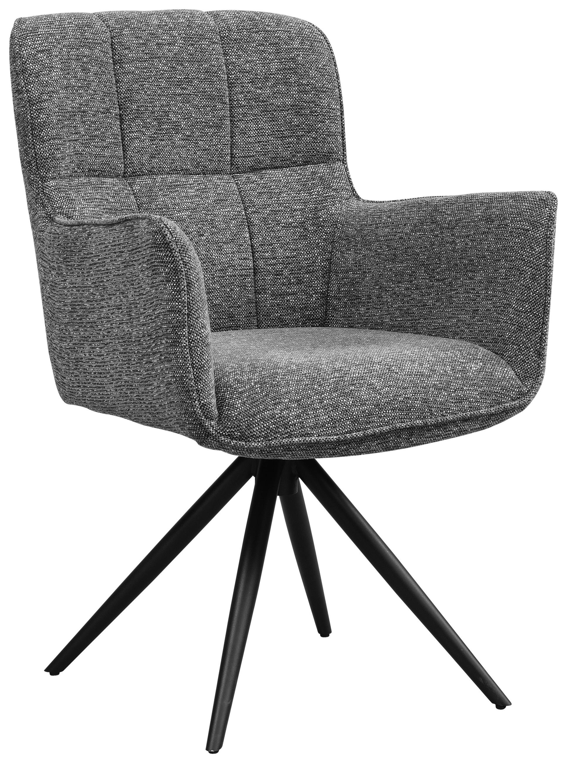 STOL MED ARMSTÖD järn vävt tyg  - mörkgrå/svart, Design, metall/textil (61/89/63.5cm) - Carryhome