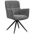 ARMLEHNSTUHL  Sitzfläche 360° drehbar, automatische Rückholfunktion Webstoff  Schwarz, Dunkelgrau  - Dunkelgrau/Schwarz, Design, Textil/Metall (61/89/63.5cm) - Carryhome