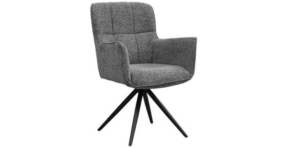 ARMLEHNSTUHL  Sitzfläche 360° drehbar, automatische Rückholfunktion Webstoff  Schwarz, Dunkelgrau  - Dunkelgrau/Schwarz, Design, Textil/Metall (61/89/63.5cm) - Carryhome