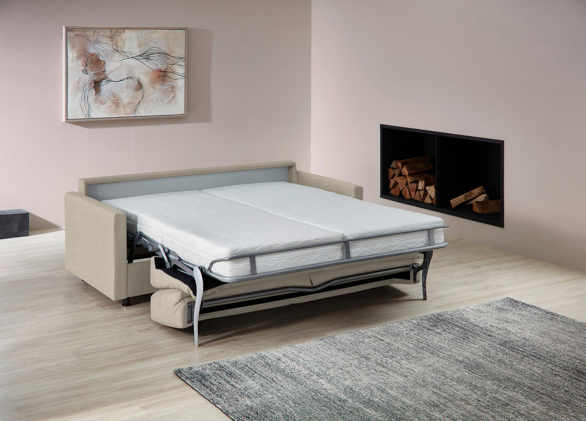 SCHLAFSOFA  in Flachgewebe Kaschmir  - Kaschmir/Schwarz, KONVENTIONELL, Textil/Metall (207/88/101cm) - Bali