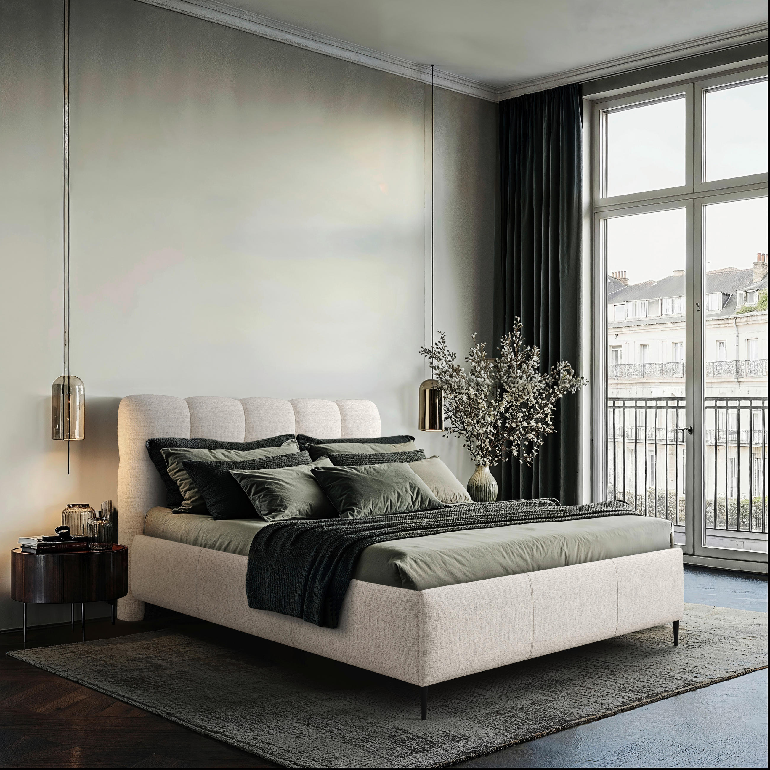 POLSTERBETT gepolstertes Kopfteil, Lattenrost 140/200 cm  in Naturfarben  - Schwarz/Bronzefarben, Design, Holz/Textil (140/200cm) - Boxxx