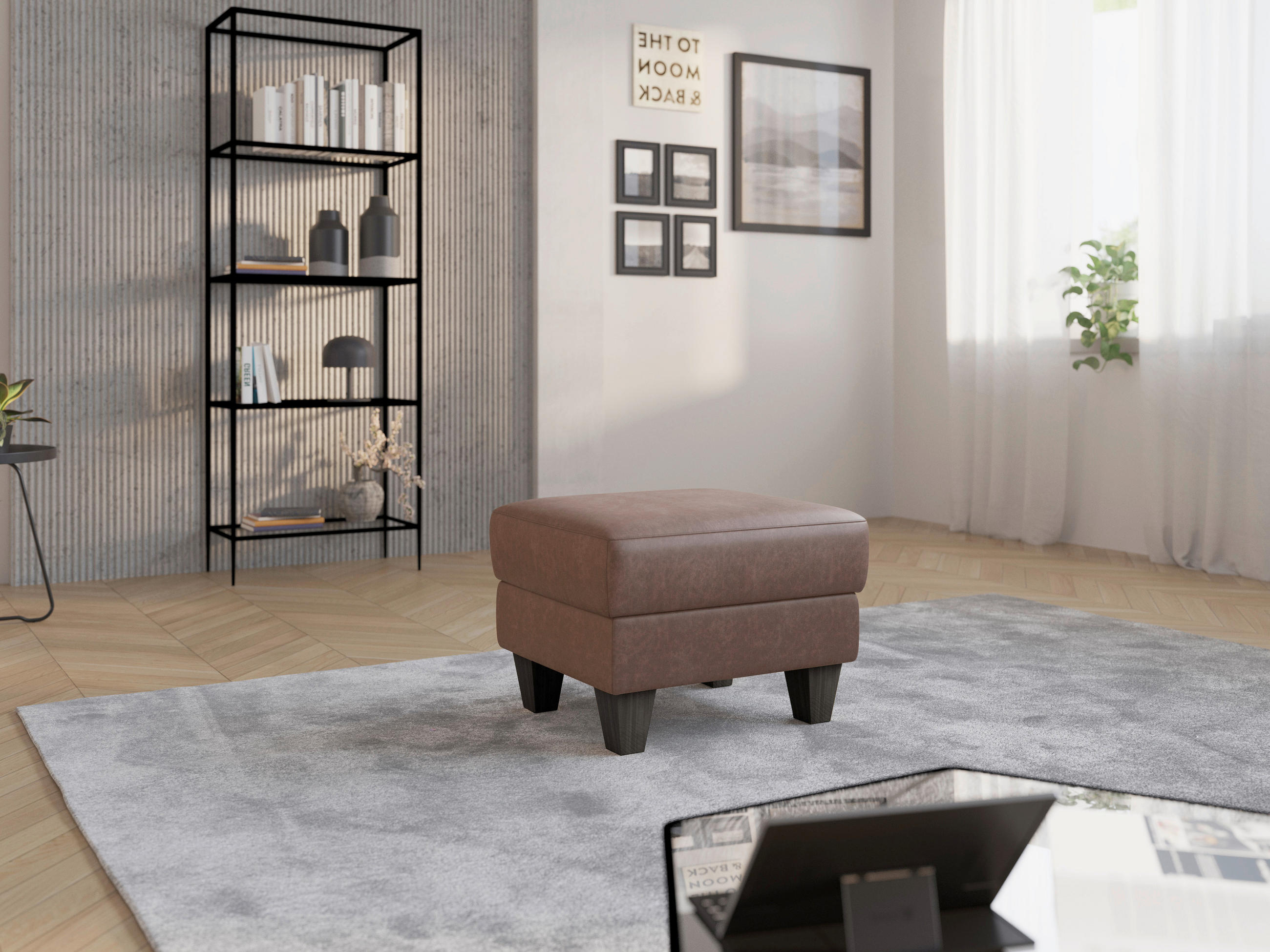 HOCKER Textil Haselnussfarben  - Wengefarben/Haselnussfarben, Konventionell, Holz/Textil (58/48/58cm) - Sit & More