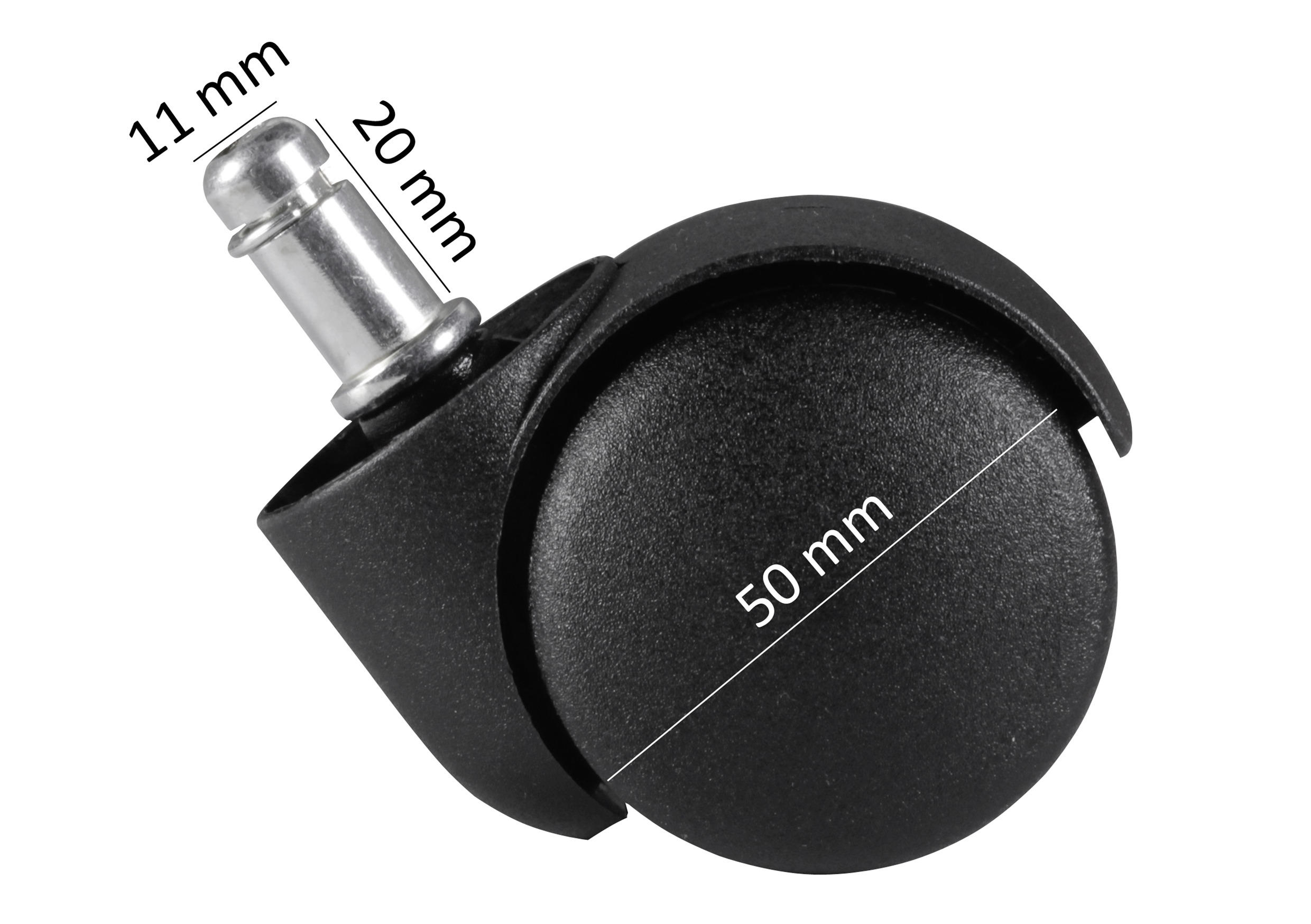 DREHSTUHLROLLE  - Schwarz, Basics, Kunststoff (5cm) - MID.YOU