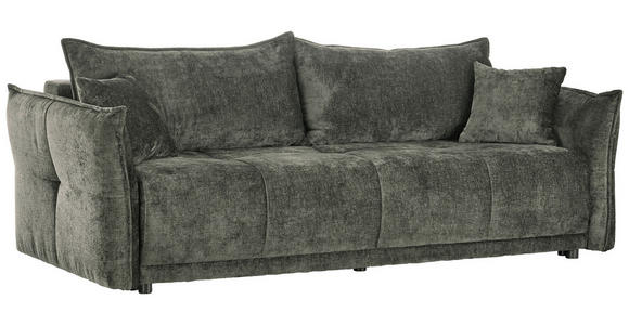 BOXSPRINGSOFA mit Stoffauswahl, Liegefunktion, Schlafen auf Sitzhöhe, Rücken echt Chenille Dunkelgrün - Dunkelgrün/Schwarz, MODERN, Kunststoff/Textil (235/95/108cm) - Hom`in