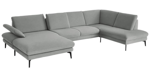 WOHNLANDSCHAFT  in Chenille, Flachgewebe Grau  - Schwarz/Grau, Design, Textil/Metall (180/344/208cm) - Dieter Knoll