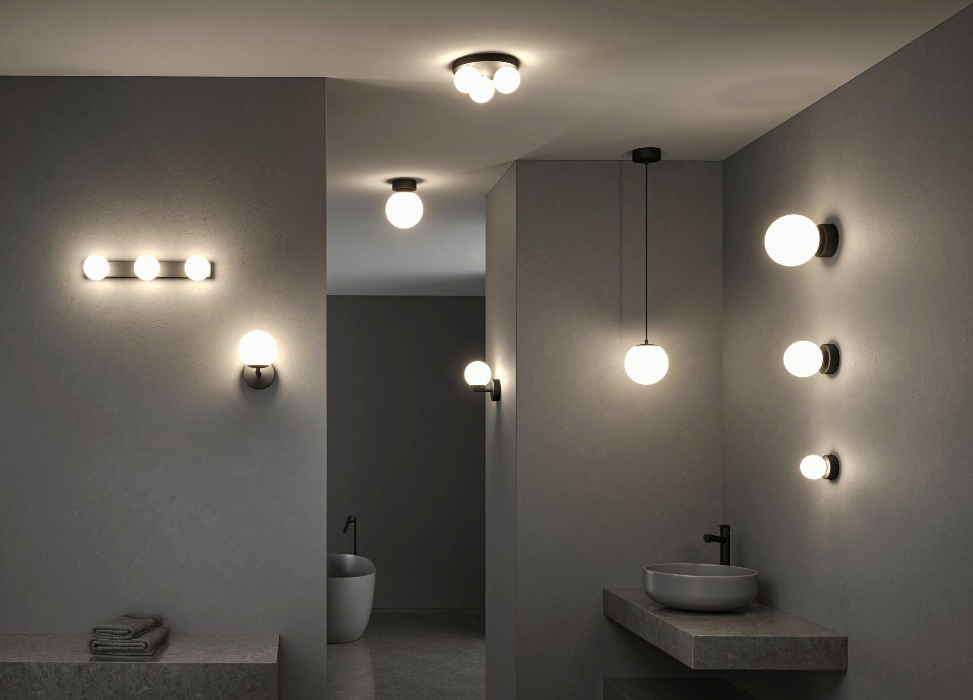 BADEZIMMER-WANDLEUCHTE Gove 40,0/10,0/8,0 cm   - Schwarz/Weiß, Basics, Glas/Metall (40,0/10,0/8,0cm) - Paulmann