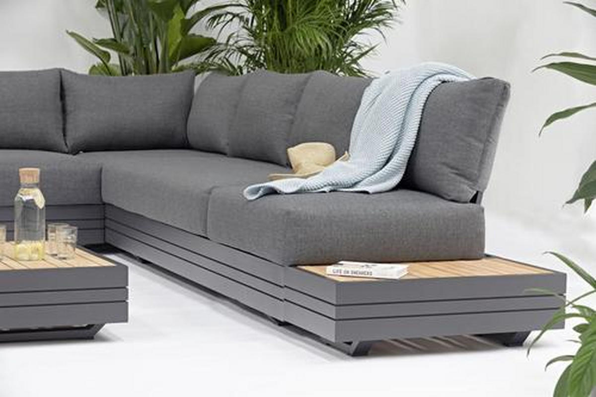 LOUNGEECKTEIL  - Dunkelgrau/Graphitfarben, Design, Textil/Metall (74/76/68cm) - Zebra 