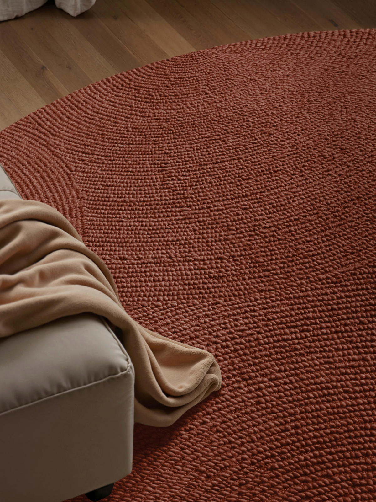 WOLLTEPPICH 200 cm Calmio Rotbraun rund  - Rotbraun, Basics, Textil (200cm) - Hanse Home