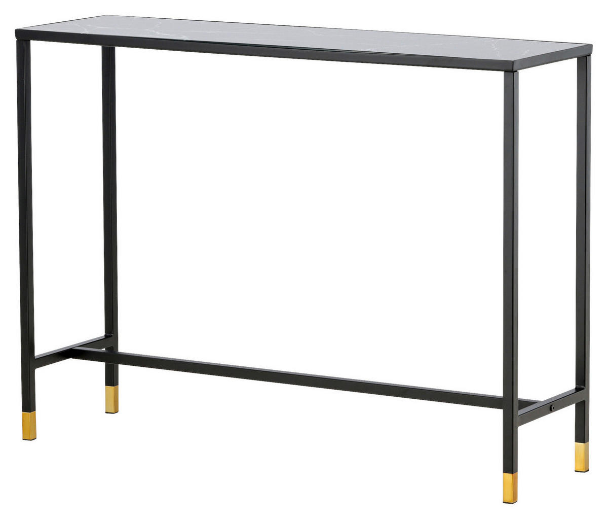 BEISTELLTISCH 100/30/75 cm Schwarz, Messingfarben rechteckig  - Messingfarben/Schwarz, Design, Glas/Metall (100/30/75cm) - Livetastic