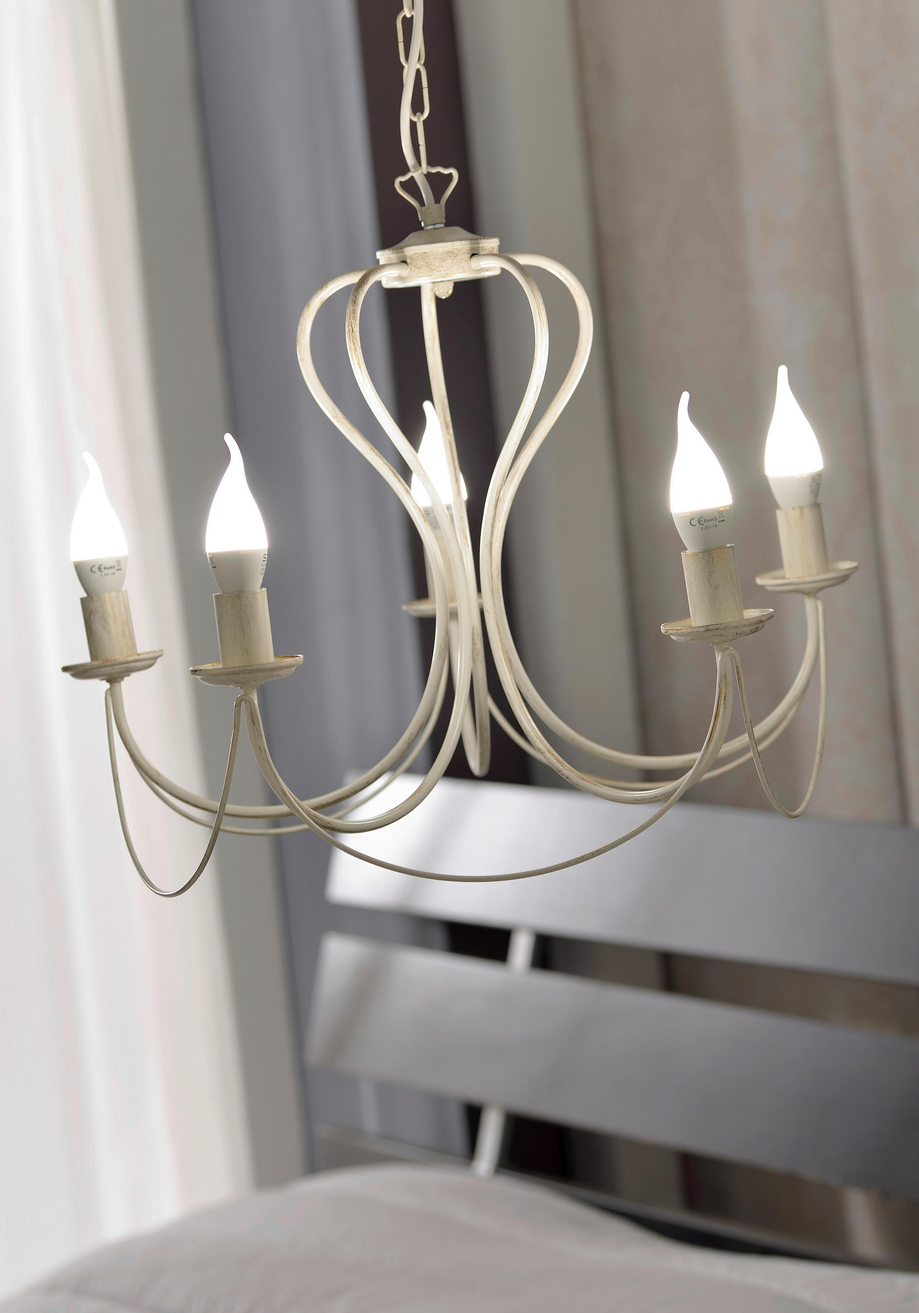 KRONLEUCHTER 55/105 cm   - Weiß, KONVENTIONELL, Metall (55/105cm)