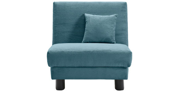 SCHLAFSESSEL Cord Petrol Fußauswahl, Stoffauswahl, Liegefunktion Zierkissen  - Petrol/Schwarz, Design, Textil/Metall (85/85/100cm) - Carryhome