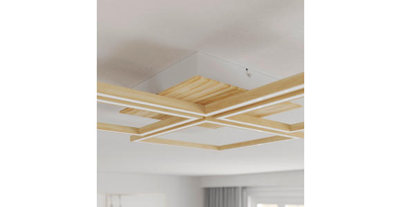 LED-DECKENLEUCHTE 75,5/75,5/5 cm   - Weiß, LIFESTYLE, Holz/Metall (75,5/75,5/5cm) - Novel