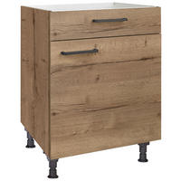 KOCHFELDUMBAUSCHRANK 60/87/56 cm  in Eiche dunkel  - Eiche dunkel/Schwarz, MODERN, Holzwerkstoff/Metall (60/87/56cm) - Nobilia