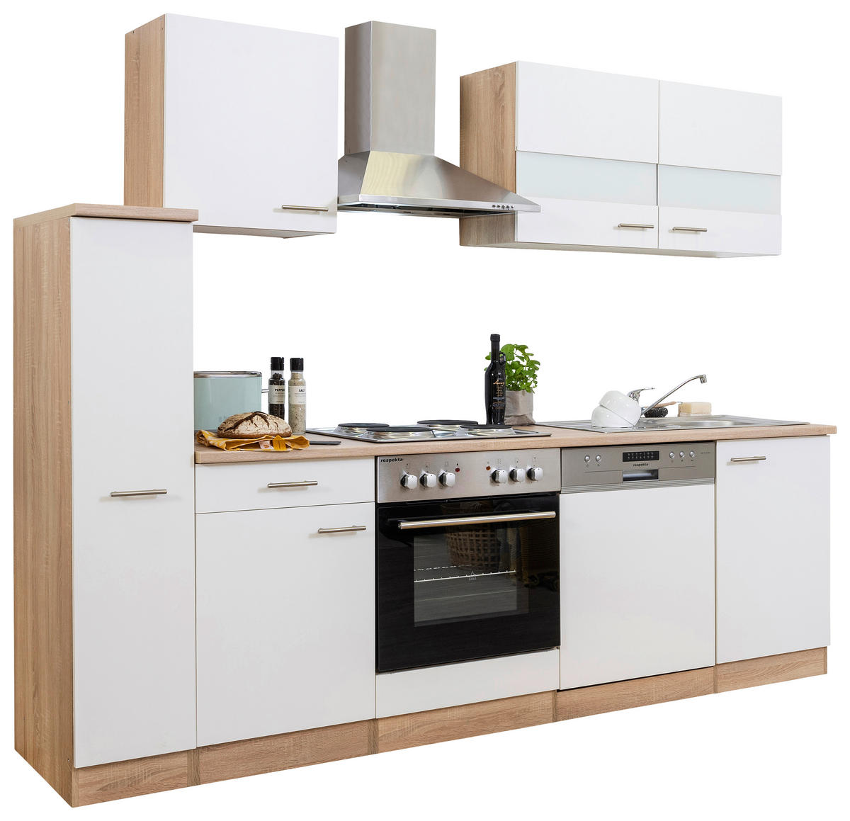 MODULKÖK 250 cm   i vit  - stålfärgad/vit, Basics, metall/trämaterial (250cm) - Respekta