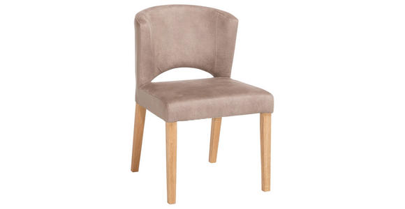 STUHL Lederlook Taupe - Taupe/Buchefarben, KONVENTIONELL, Holz/Textil (53/82/60cm) - Cantus