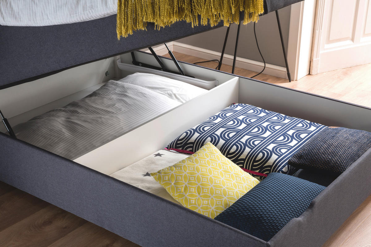BOXSPRINGBETT 140/200 cm  in Anthrazit  - Anthrazit/Silberfarben, Design, Kunststoff/Textil (140/200cm) - Boxxx