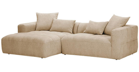 ECKSOFA in Flachgewebe Schlammfarben  170/280 cm  - Schlammfarben/Schwarz, KONVENTIONELL, Kunststoff/Textil (170/280cm) - Carryhome