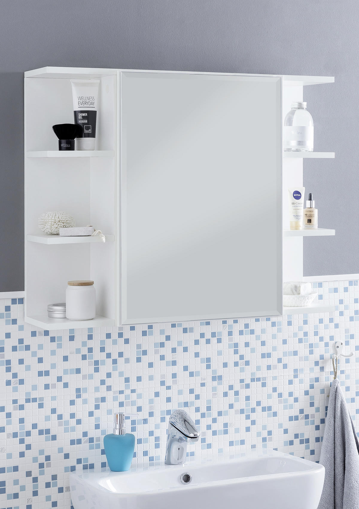 SPIEGELSCHRANK 80/64,5/20 cm  - Weiss, Konventionell, Glas/Holzwerkstoff (80/64,5/20cm) - MID.YOU