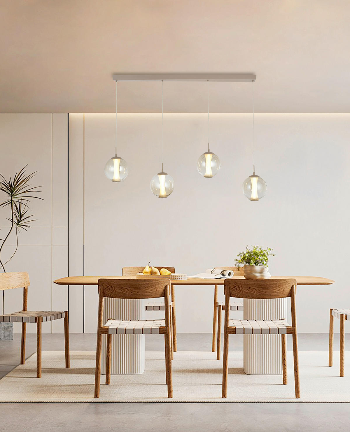 LED-HÄNGELEUCHTE Orleans 120/150/18 cm  - Sandfarben, Design, Glas/Metall (120/150/18cm)