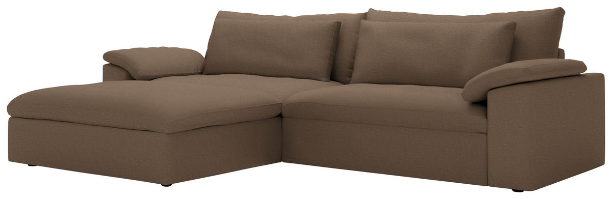 ECKSOFA  Chenille Hellbraun  - Hellbraun/Schwarz, Modern, Kunststoff/Textil (198/306cm) - Carryhome