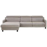 ECKSOFA  in Echtleder Grau  176/271 cm  - Schwarz/Grau, Design, Leder/Metall (176/271cm) - Valdera