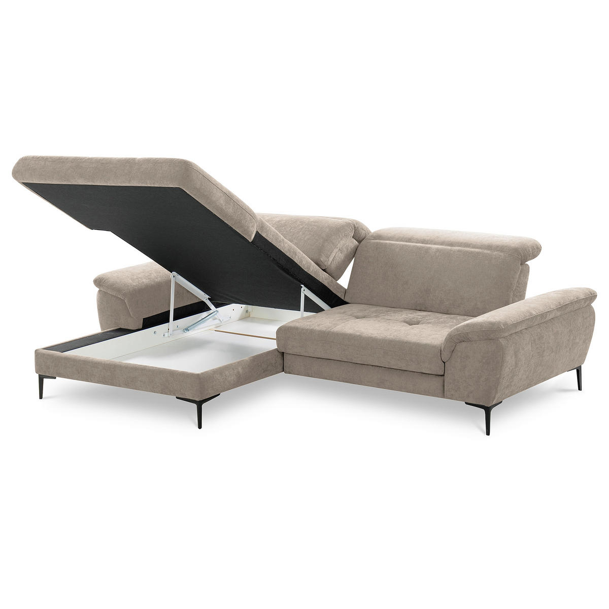 ECKSOFA  Webstoff Taupe  - Taupe/Schwarz, Design, Textil/Metall (195/268cm) - Livetastic