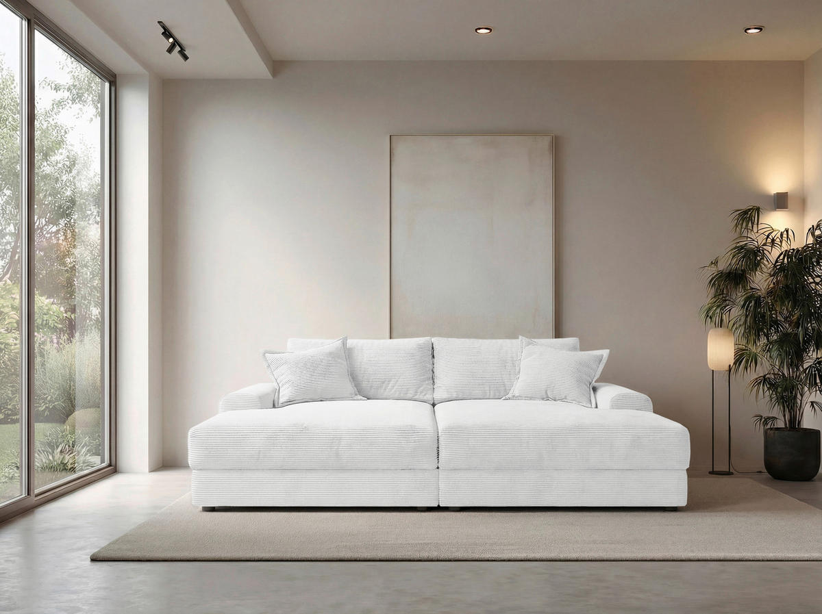 BIGSOFA Cord Perlmutt  - Perlmutt/Schwarz, Modern, Kunststoff/Textil (234/93/190cm) - Carryhome