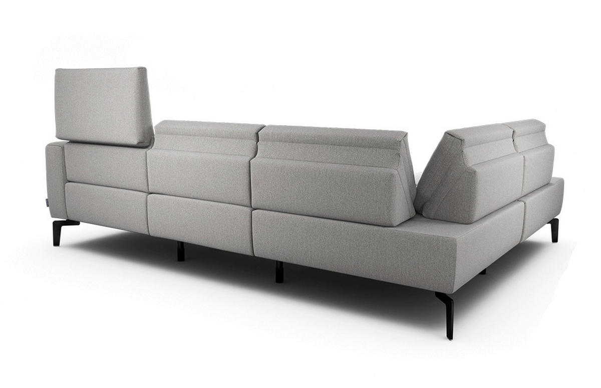 ECKSOFA Cosy Hellgrau Chenille  - Hellgrau/Schwarz, Design, Textil/Metall (193/256cm) - SENSOO