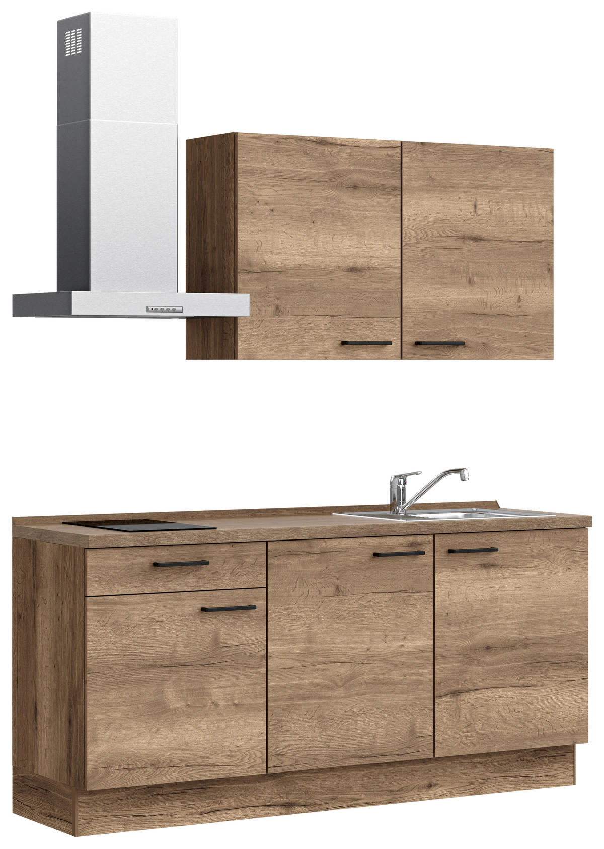 KÜCHENBLOCK 180 cm   in Eiche dunkel  - Eiche dunkel/Eichefarben, MODERN, Holzwerkstoff/Metall (180cm) - Nobilia