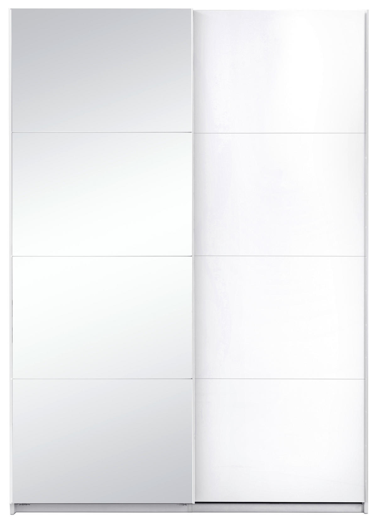 SCHIEBETÜRENSCHRANK 150/210/62 cm 2-türig Weiß  - Weiß Hochglanz/Alufarben, MODERN, Holzwerkstoff/Metall (150/210/62cm) - MID.YOU