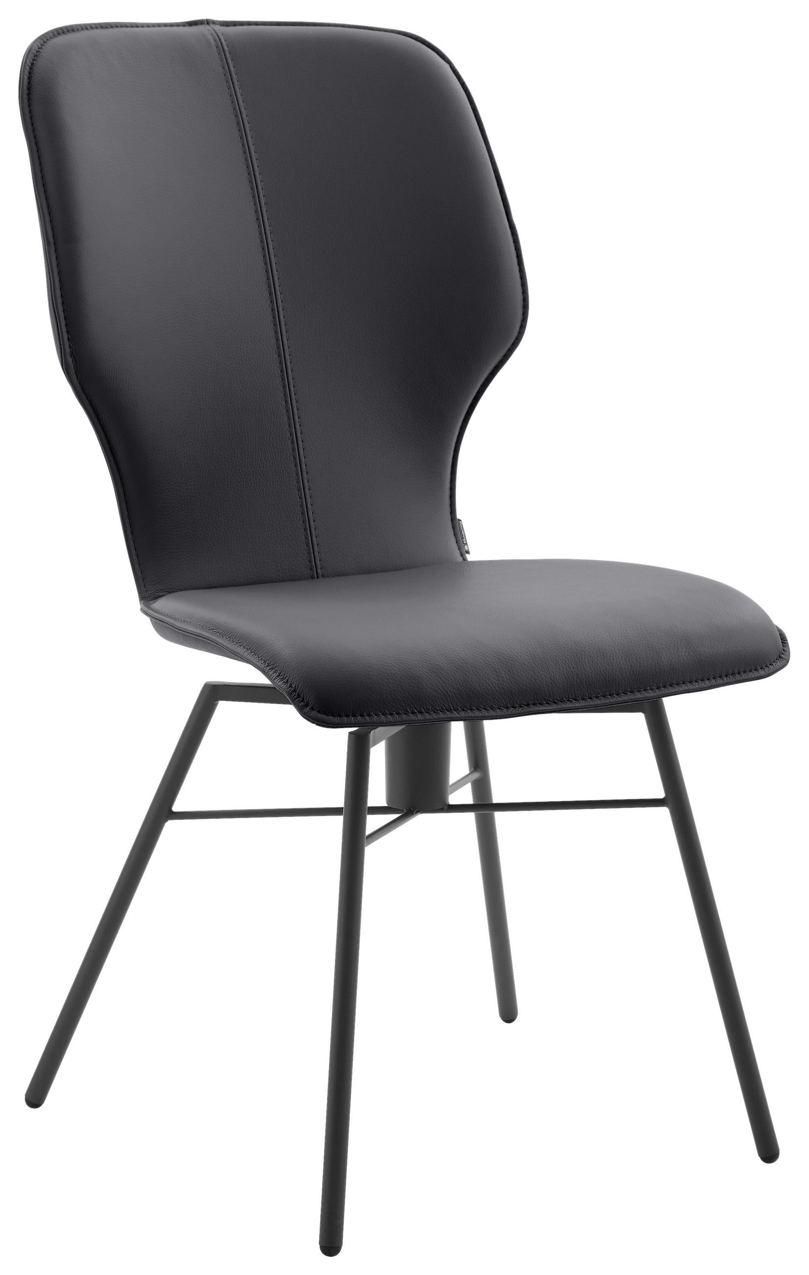 STUHL Echtleder Graphitfarben  - Dunkelgrau/Graphitfarben, Design, Leder/Metall (49/95/63cm) - Musterring