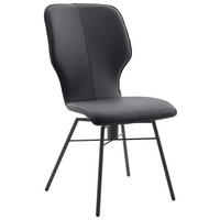 STUHL Echtleder Graphitfarben  - Dunkelgrau/Graphitfarben, Design, Leder/Metall (49/95/63cm) - Musterring