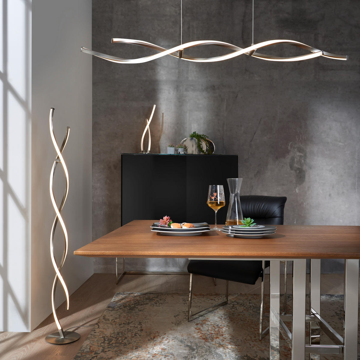 LED-HÄNGELEUCHTE 110/8/140 cm   - Nickelfarben, Design, Metall (110/8/140cm) - Paul Neuhaus