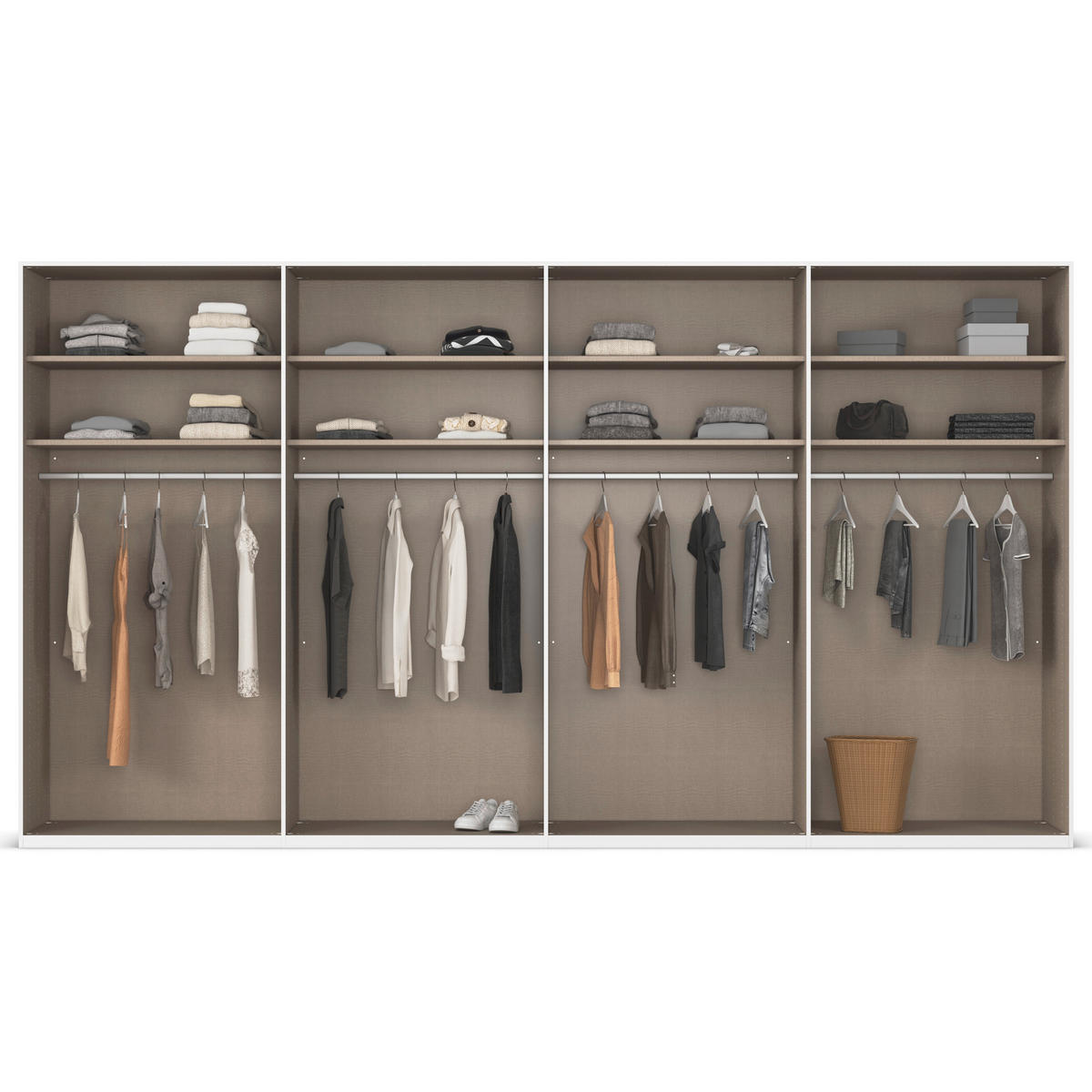 SCHWEBETÜRENSCHRANK 400/236/68 cm 4-türig Weiß  - Alufarben/Weiß, Basics, Glas/Holzwerkstoff (400/236/68cm) - Novel