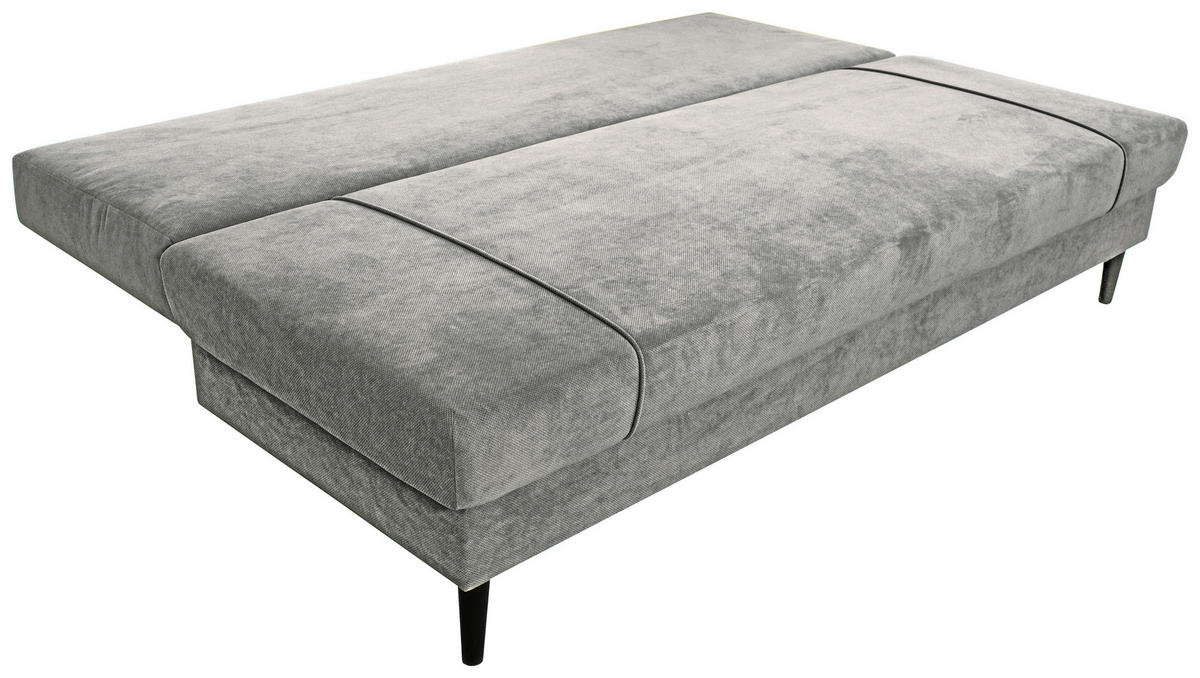 SCHLAFSOFA  mit Liegefunktion, Schlafen auf Sitzhöhe, Rücken echt Webstoff Hellgrau  - Hellgrau/Schwarz, KONVENTIONELL, Holz/Kunststoff (199/88/88cm) - Carryhome