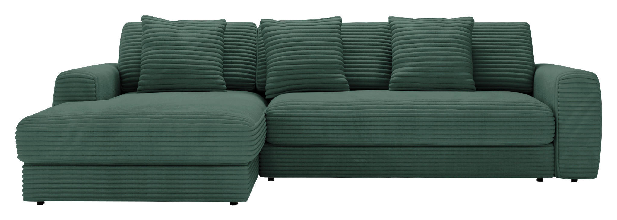 ECKSOFA in Cord Grün  - Schwarz/Grün, Modern, Kunststoff/Textil (182/302cm) - Carryhome