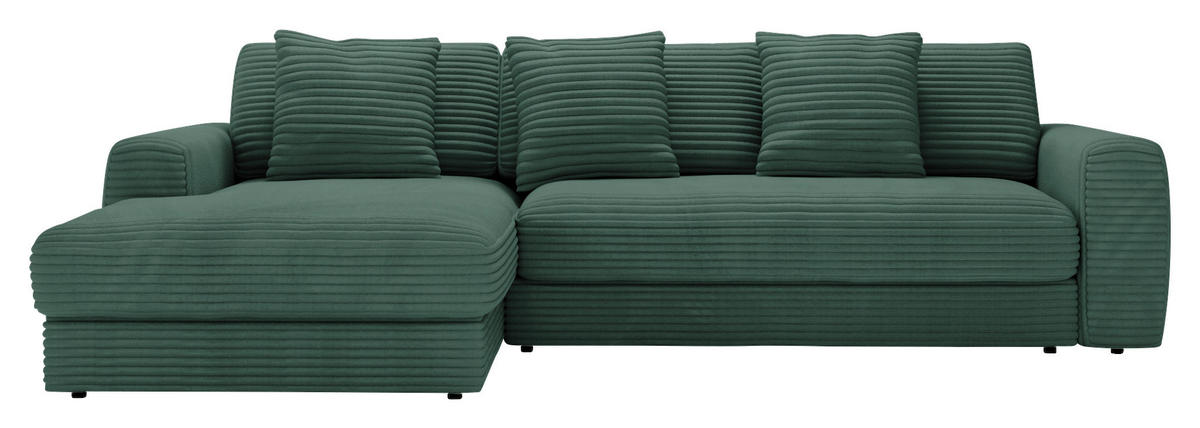 ECKSOFA in Cord Grün  - Schwarz/Grün, Modern, Kunststoff/Textil (182/302cm) - Carryhome